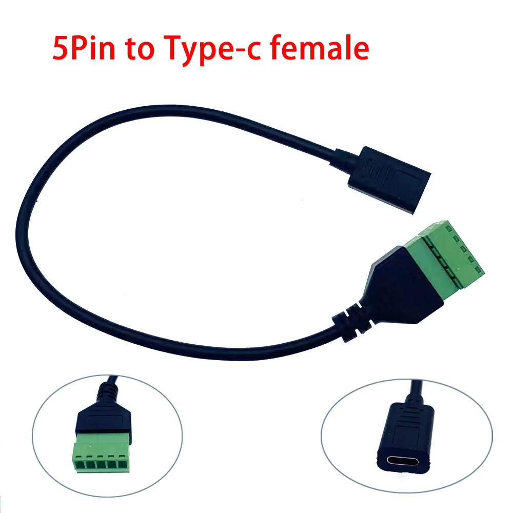 USB Type-C to 5pin RJ45 8Pin Screw Connector Sold Extension cord Charging Cable with Shield Terminal Plug Adapter Cable