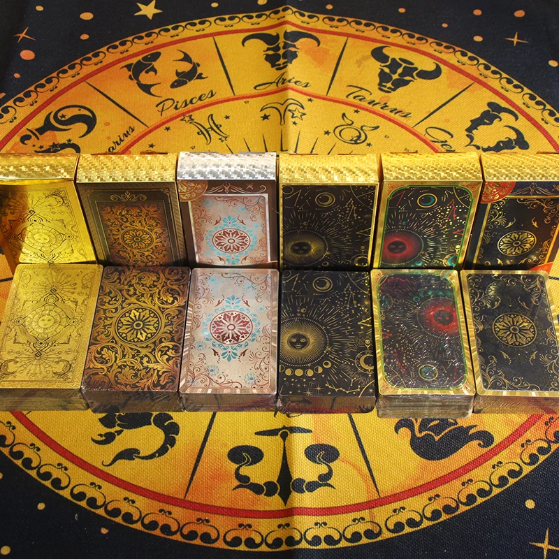 2023 New Arrive Classic Popular Gold Silver Foil Tarot High Quality Waterproof Exquisite Pattern Playing Card