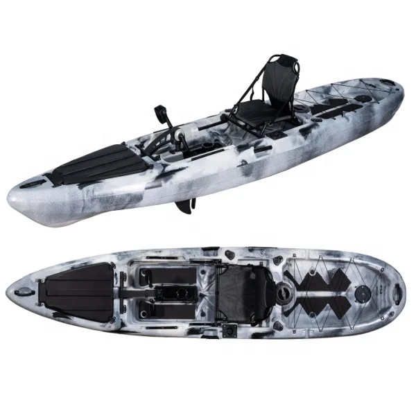 2024 13 pies 3,96 M - HD Barco de kayak de plástico para pesca con pedal de un asiento para una persona con accesorio