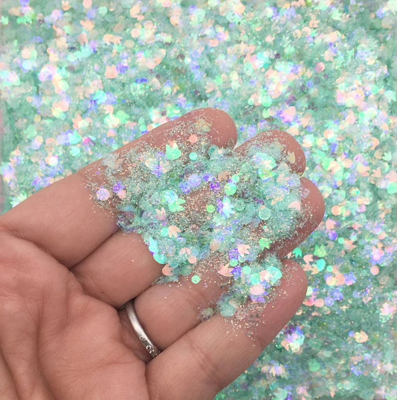 50g Blue dolphin iridescent chunky glitter mix, glitter for Sequins Glitter confetti Charm Iridescent Dolphin Glitter Sequins