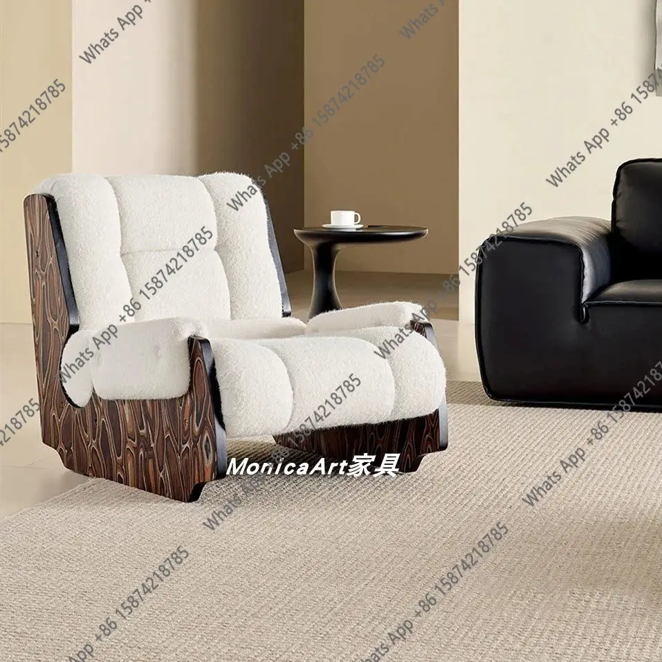 Italian minimalist single sofa chair creative designer living room antique wooden tree pattern art leisure chair