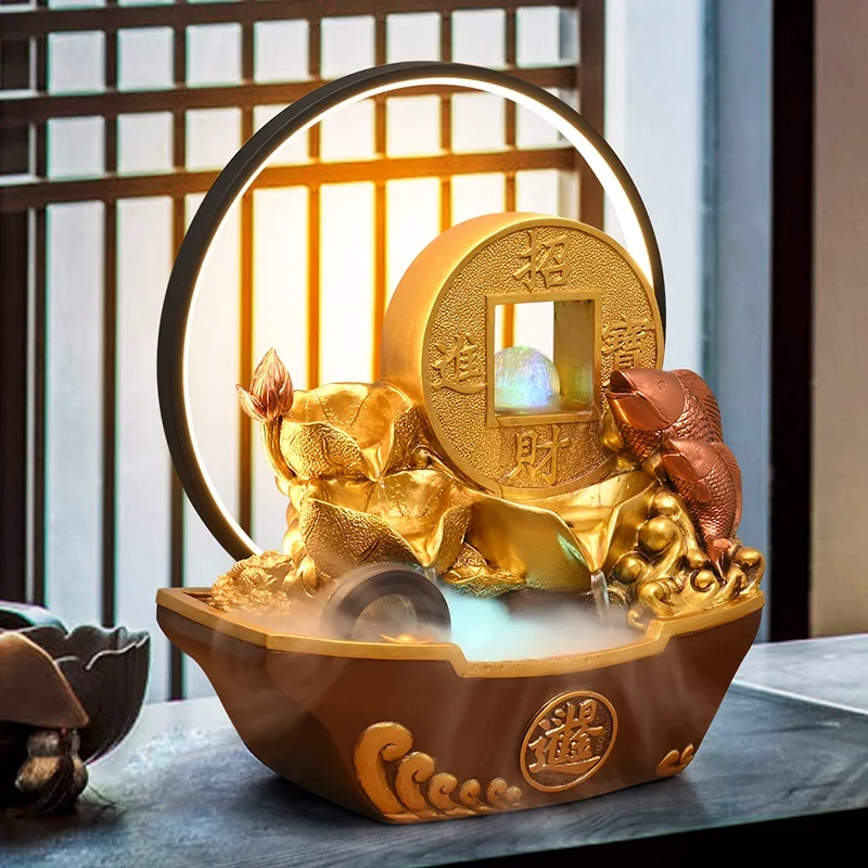 FG-*Light luxury lucky water ornament circulation water feature living room tea room entrance transfer ball feng shui wheel
