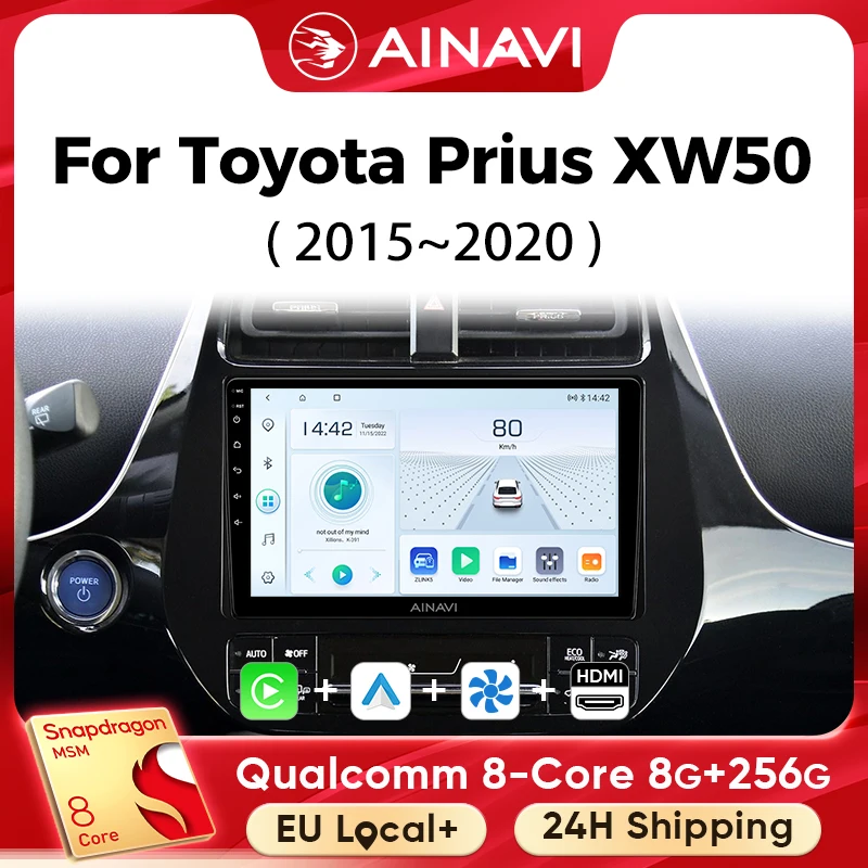 Ainavi Lettore Multimediale Per Auto Per Toyota Prius XW50 2015 2016 2017 2019 2020 Stereo senza fili Carplay Android Auto 4G Wifi 2din