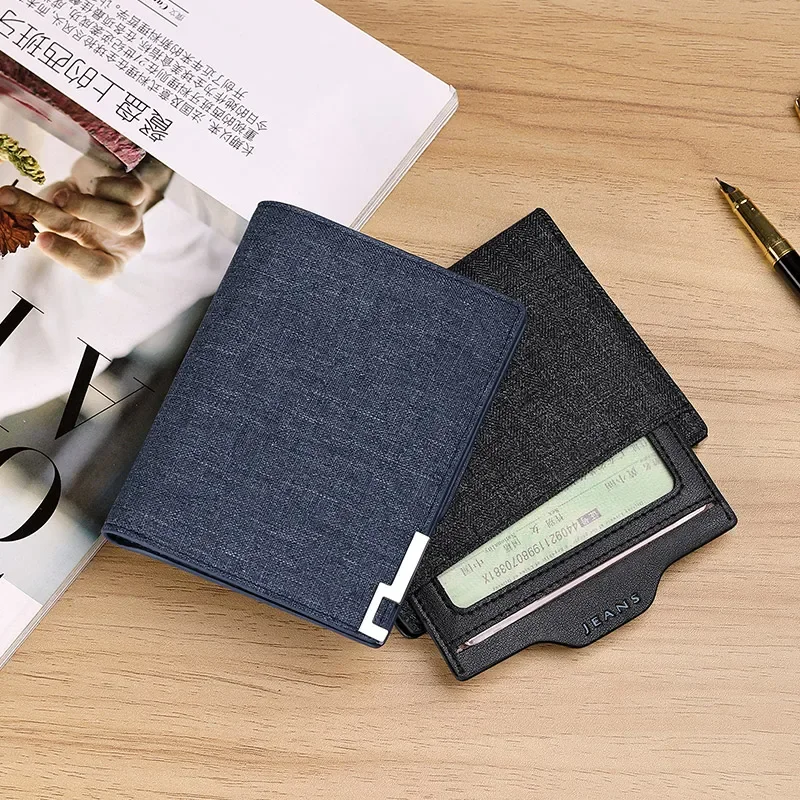 

Anti-theft brush coin wallet Men's short canvas creative card bag Driver's license one youth wallet thin driver's license bag