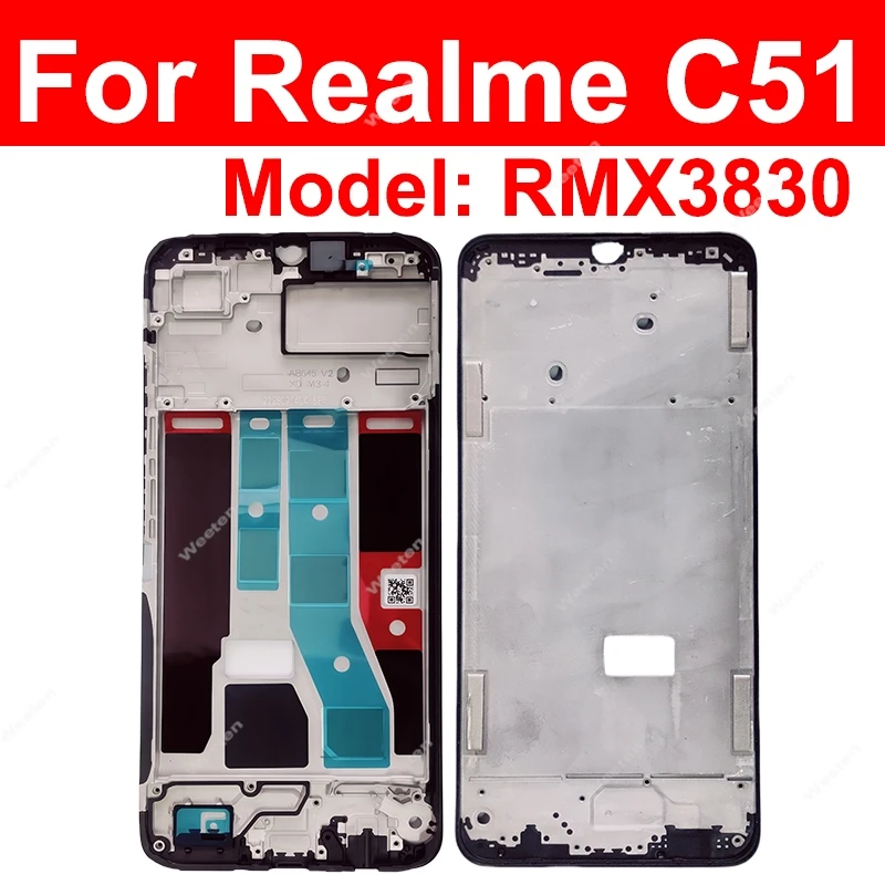 For Realme C51 C53 C55 C63 C65 C67 4G 5G Front LCD Frame Cover LCD Housing Holder Bezel Case Flex Repair Parts
