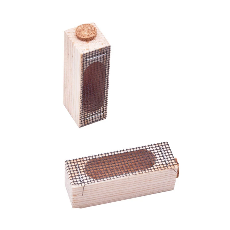 ABRE-Wooden Queen Bee Cage, Mutil-Functional Beehive Bee Cage Rearing Cage Cell, Bees Queen Post Prisoner, Beekeeping Tools