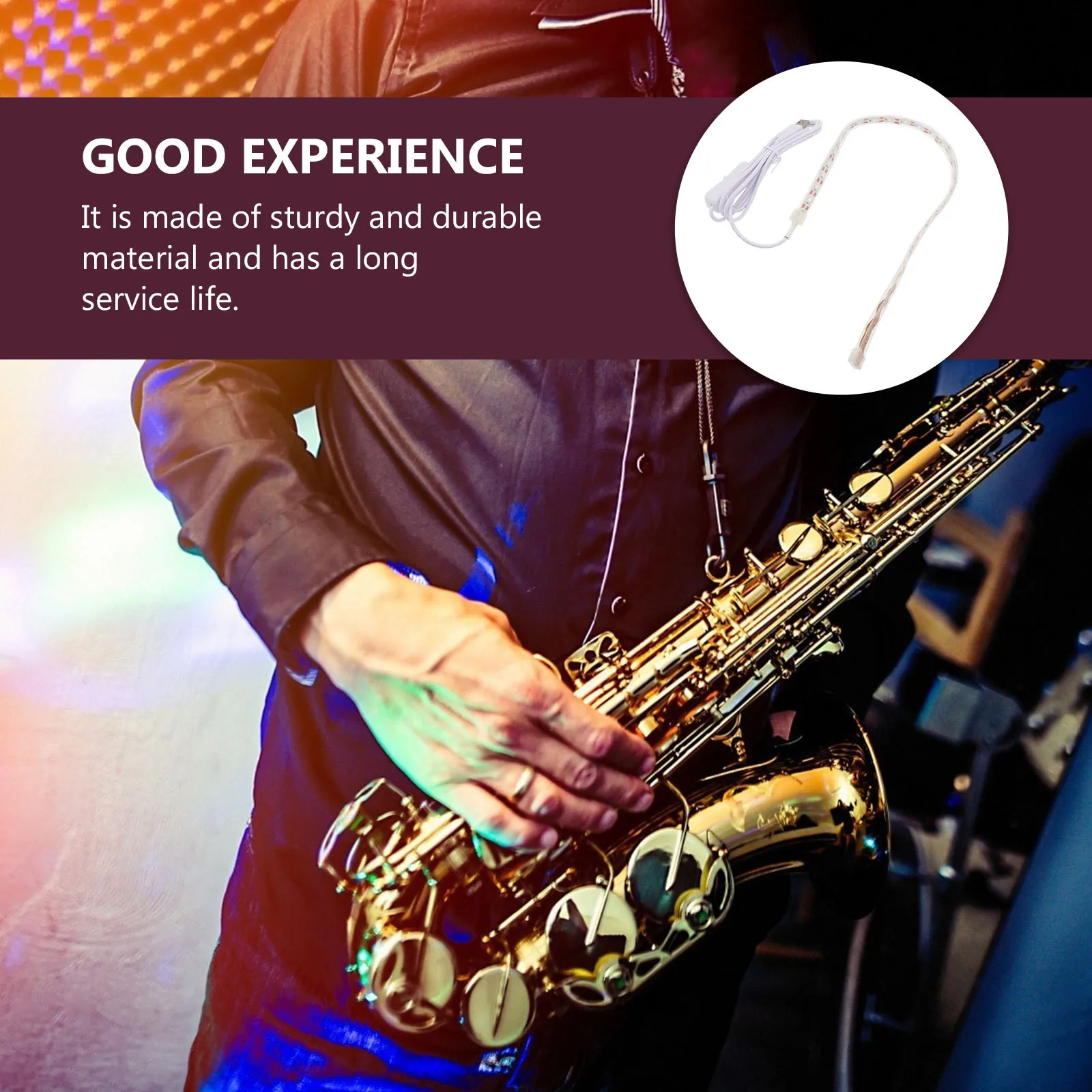 

Wind Instrument Repair Tool with USB Leak Light Strip Long-Lasting LED Detection for Saxophone Flute Clarinet Maintenance