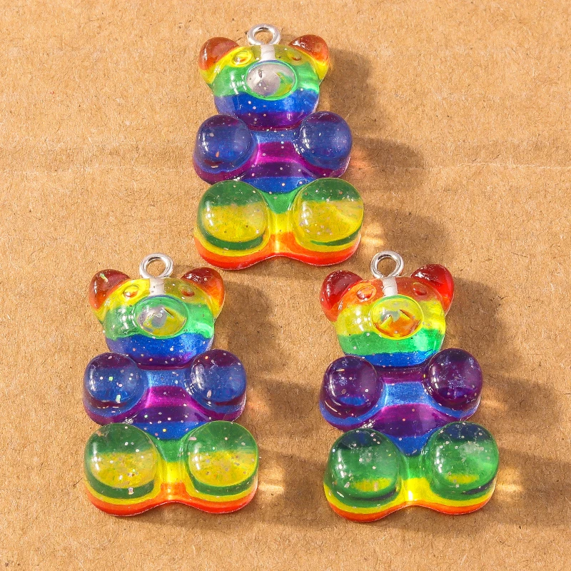 10pcs Cute Colorful Animal Gummy Bear Charms for Making Earrings Necklace Pendants DIY Handmade Jewelry Findings