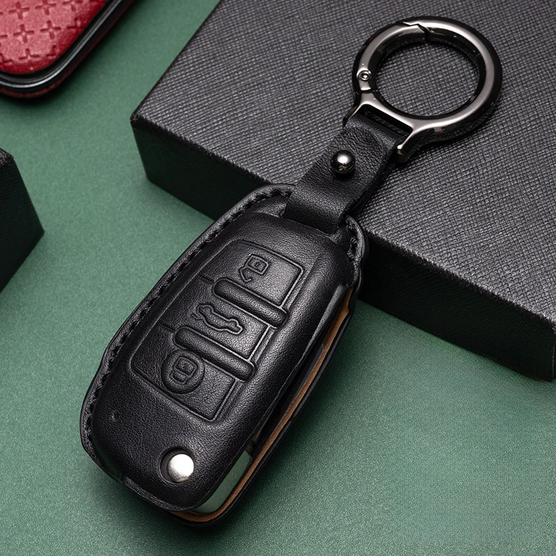 Für Audi A1 A3 A4 8P 8L 8V A5 B6 B7 A6 A7 C5 C6 Q3 Q5 Q7 4F S3 S4 S6 RS3 TT Schlüsselhülle Echtleder Auto Klappschlüssel Etui