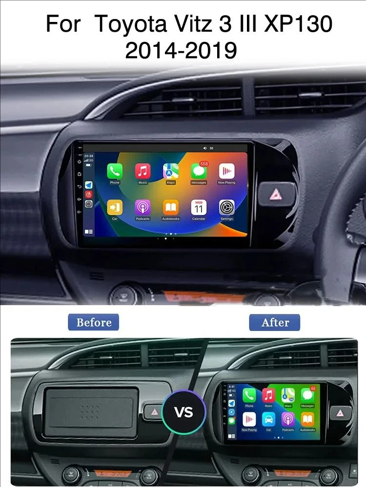 Autoradio Radio samochodowe dla Toyota Vitz 3 XP 130 2014 - 2019 Carplay Wireless Android Auto Multimedia Automotive Video Stereo WIFI