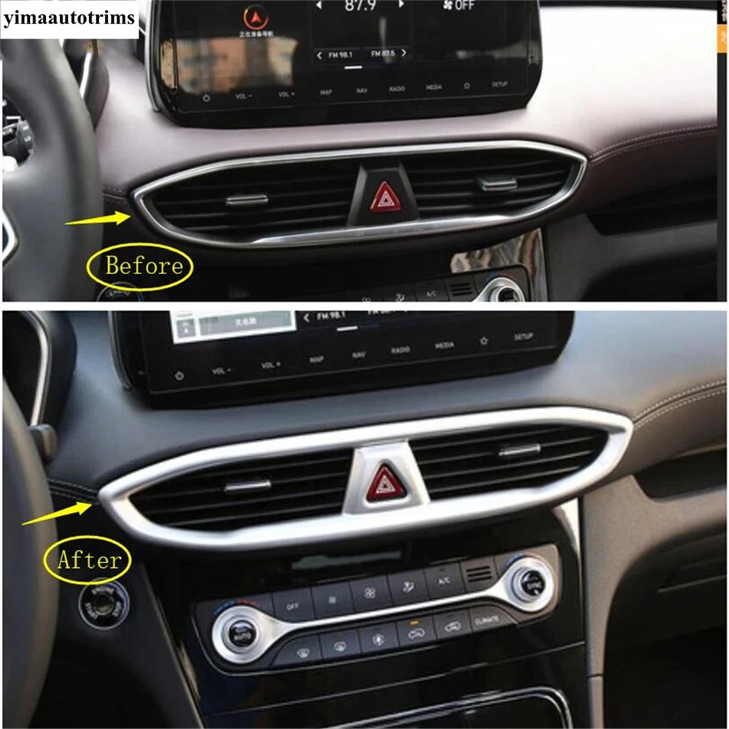 

Front Center Air Conditioning AC Outlet Vent Panel Decoration Cover Trim Accessories Interior For Hyundai Santa Fe 2019 - 2023