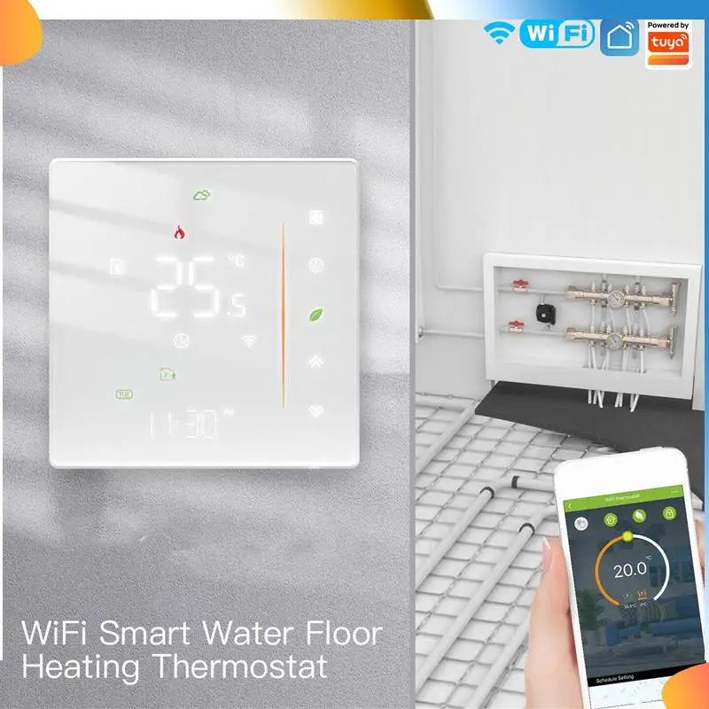 

B48A Wifi Water Heating Thermostat Water Boiler Temperature Control Parts Tuya Smart APP Control For Alexa Google Voice- White