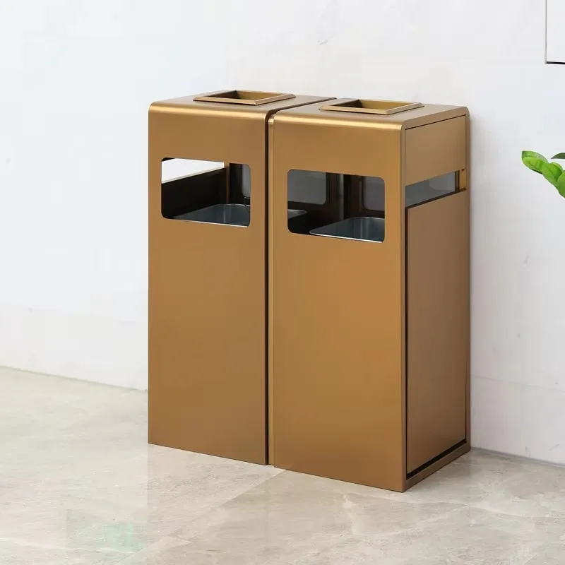 Office Galvanized Steel Trash Can for Home Electroplate Metal Dustbin Garbage Commercial Waste Bin Indoor Bin