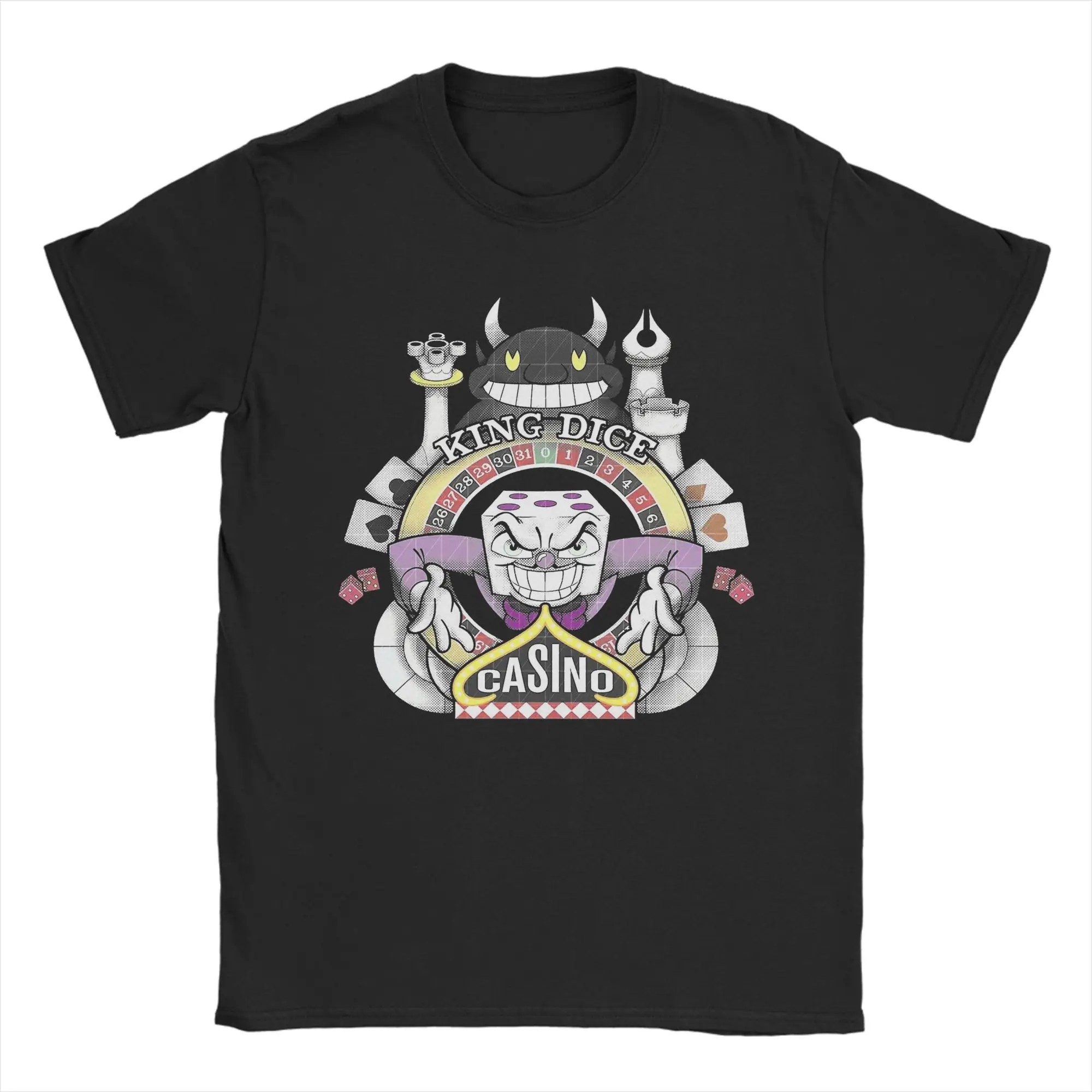 Cuphead King Dice Casino T Shirt Summer  Fashion T Shirts Adult Cotton O-Neck Oversize Clothes Short Sleeve Y2K Casual Tops