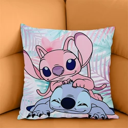 Funda de almohada de estrella de Stitch de Disney, cubierta de cojín de 45x45 cm, periférico secundario de Anime, para sofá y cama, a la moda, novedad