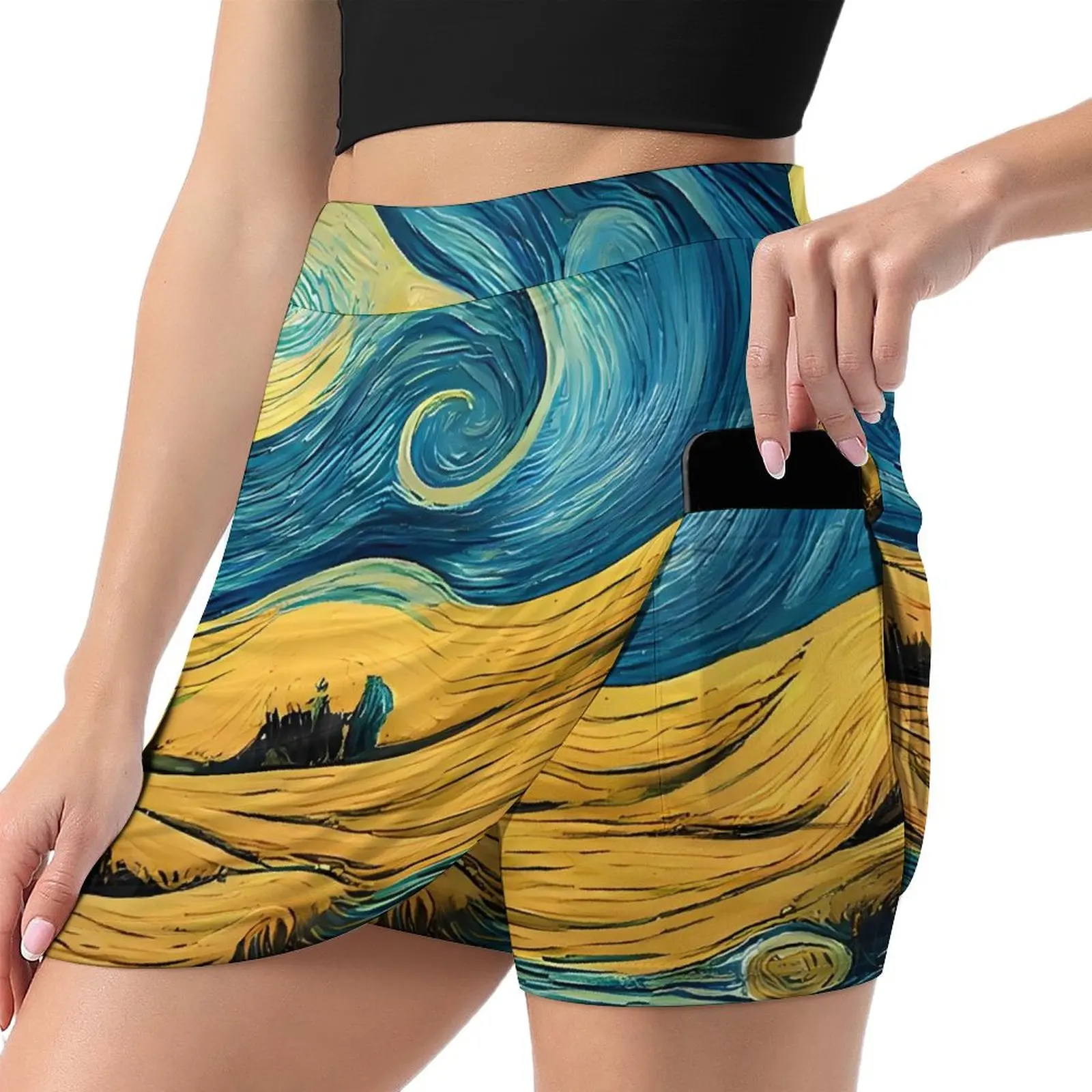 Van Gogh Skirt Summer The Starry Night Streetwear Casual A-line Skirts Trendy Mini Skirt Womens Custom Big Size Clothing