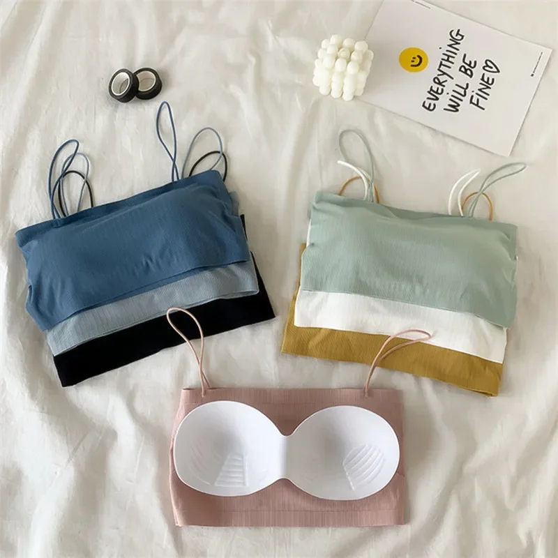 Atasan Bra Seksi Atasan Tabung Selempang Wanita Bantalan Dada Bersirkulasi Pakaian Dalam Tanpa Tali Blus Atasan Tabung Pita Pengikat Rambut
