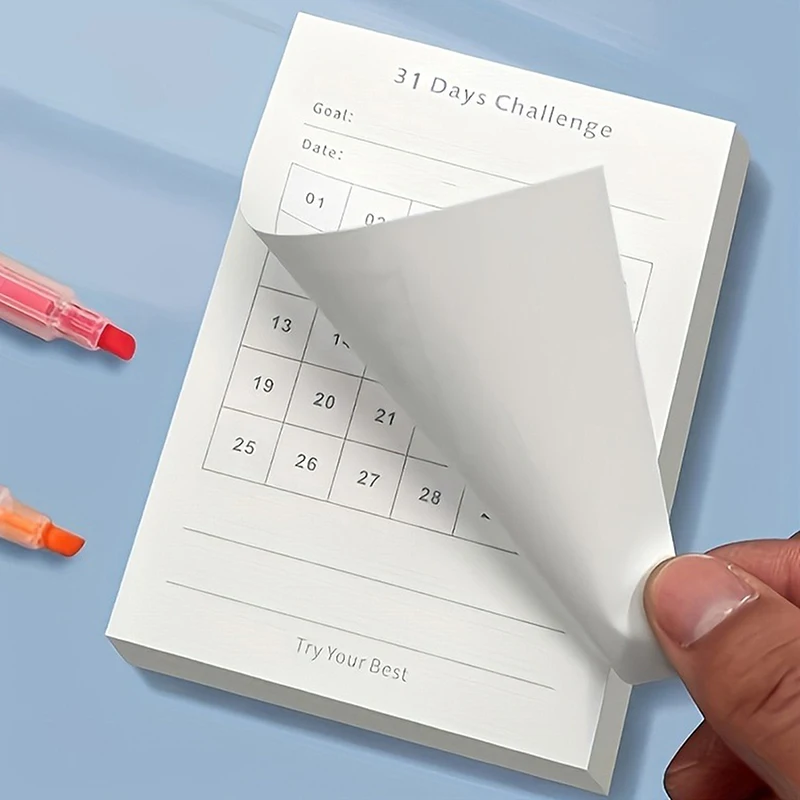 30 Days Planner Daily Challenge Notepad Self-Discipline Checklist Self-adhesive Memo Pads Mini Pocket Checklist Writing Pads