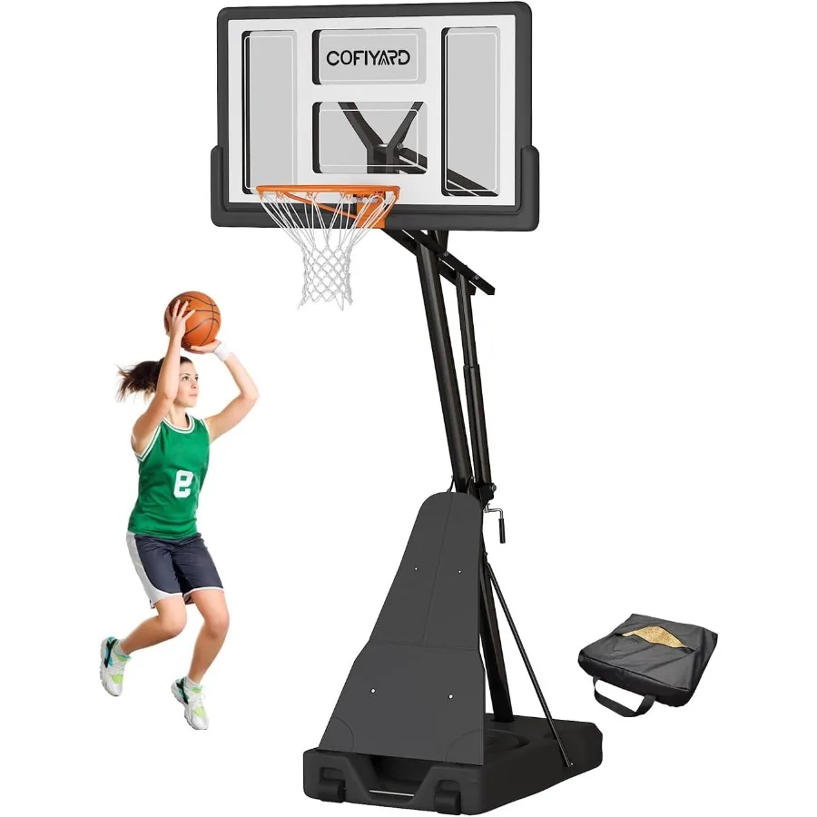 طوق كرة السلة في الهواء الطلق مع لوحة خلفية مقاومة للكسر مقاس 44/54 بوصة للممر السكني أو ساحة ارتفاع قابل للتعديل من 5.25 إلى #1