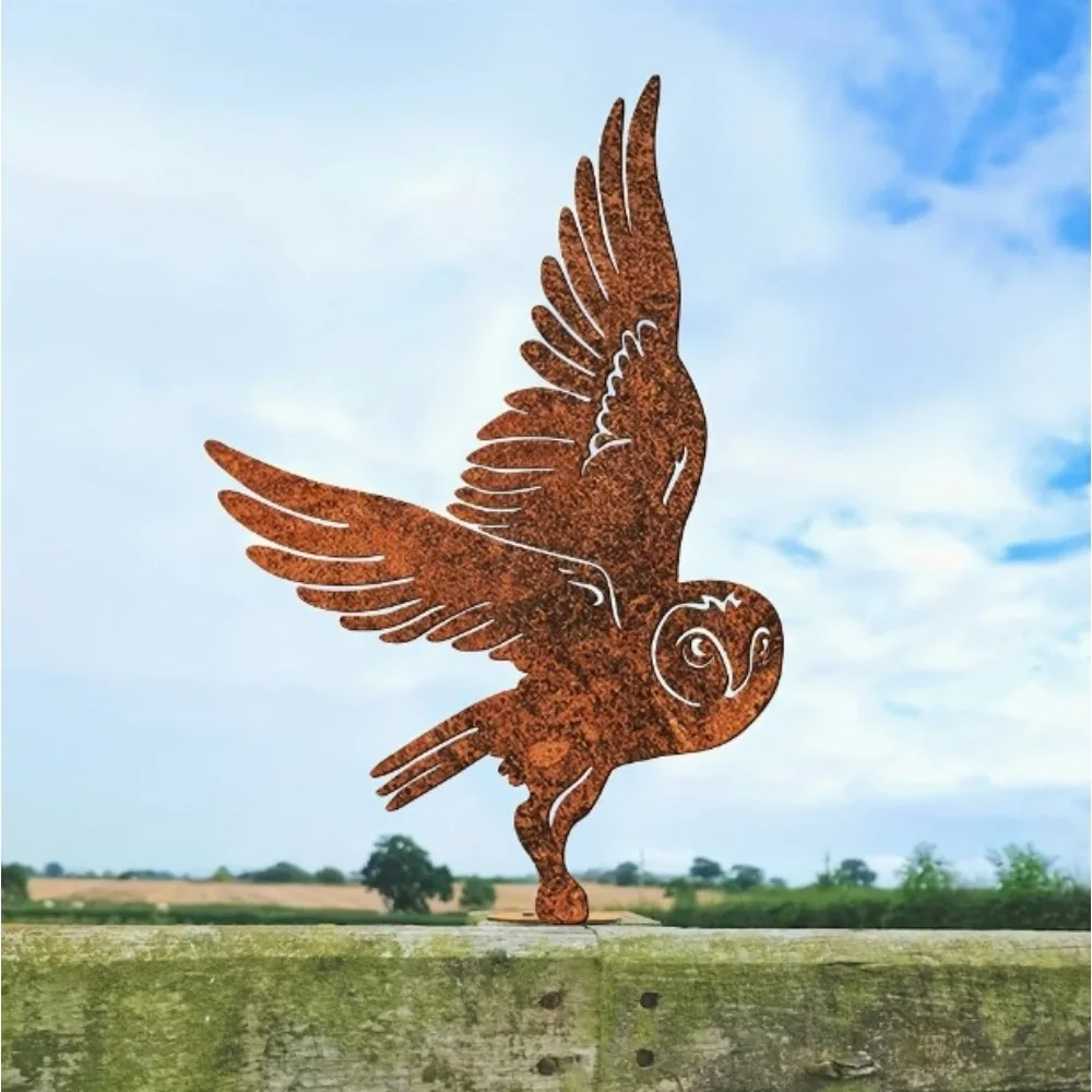 

The Rustic Metal Rusty Owl Statue Has Become The Crowning Touch of Courtyard Garden Decoration A Unique Artistic Style