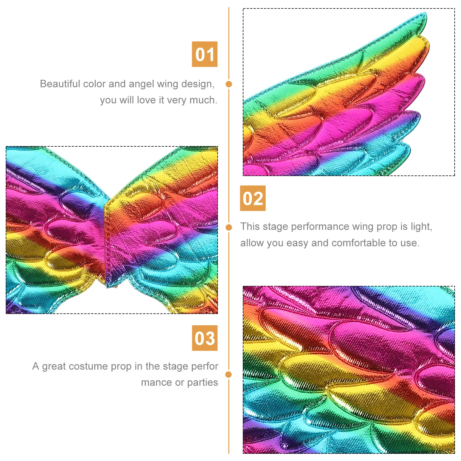 5pcs Unicorn Wings Delicate Costume Prop For Girls Party Cosplay Performance Accessory Colorful Wing-Shaped Ornament
