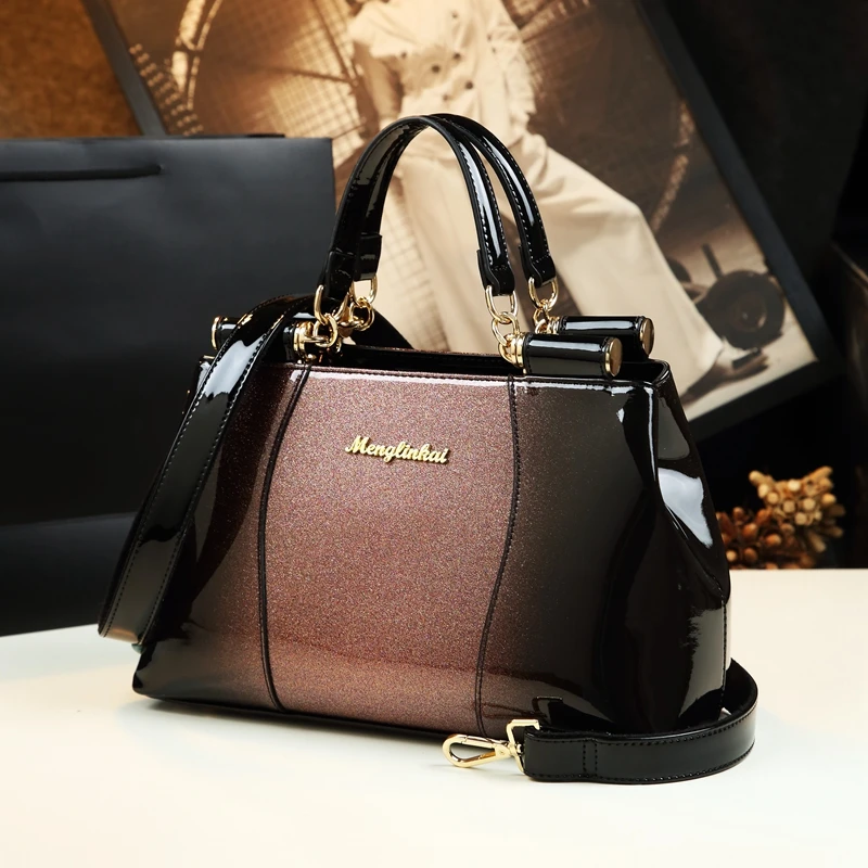 2024 New Fashion Gradient Middle aged Women\'s Bag Large Capacity Mom One Shoulder Crossbody Handbag Genuine Leather Women\'s Bag