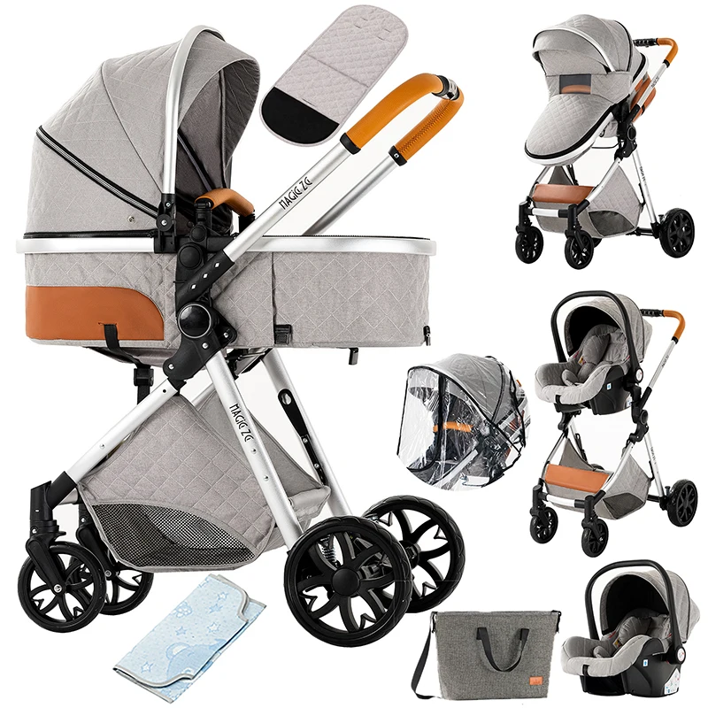 Stroller 3 in 1 Baby Stroller Baby Car 3 in 1 Stroller Luxury High Landscape Foldable Portable Travel Trolley Mom Shop Cart Pram