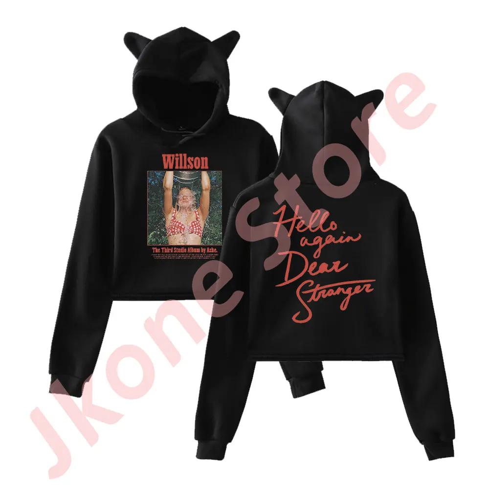 

Singer Ashe Willson Album Logo Merch Pullover Female Cat Ears Hoodie Long Sleeve Top Women's Clothes