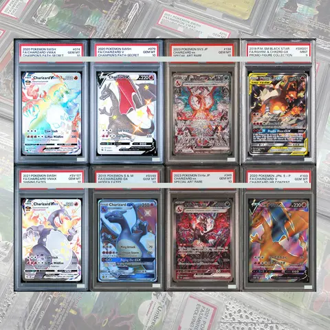 DIY Proxy PTCG Graded Collection Card 2020 SWSH FA Charizard Vmax 074/073 Champion's Path Secret GEM MT10 Holographic Label Gift
