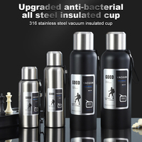 600-2000ml Thermal Water Bottle Stainless Steel Thermo Bottle Coffee Tea Insulated Vacuum Tumbler Car Cold Hot Drinking Kettle