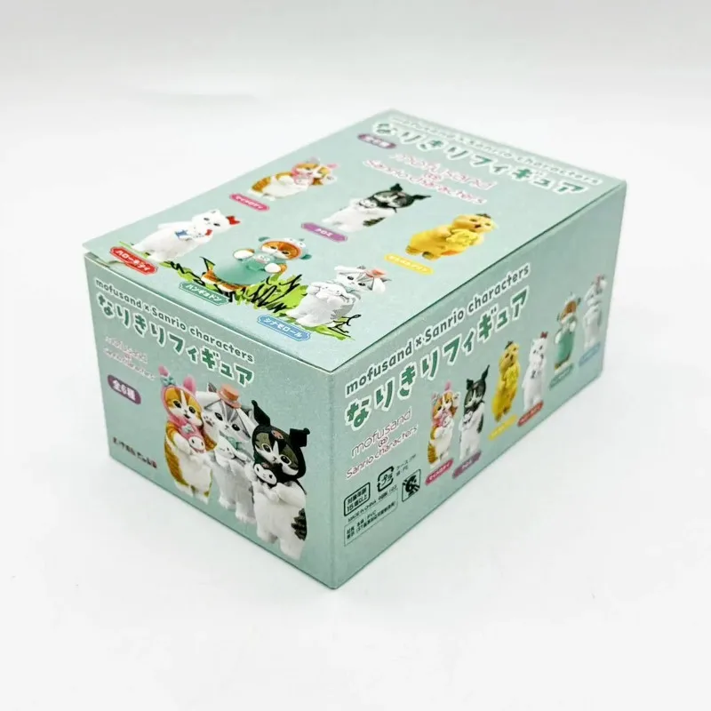 Mofusand Cats Wearing Sanrio Characters Clothes Holding Dolls Cute Figure Blind Box My Melody Kuromi Cinnomoroll Hello Kitty