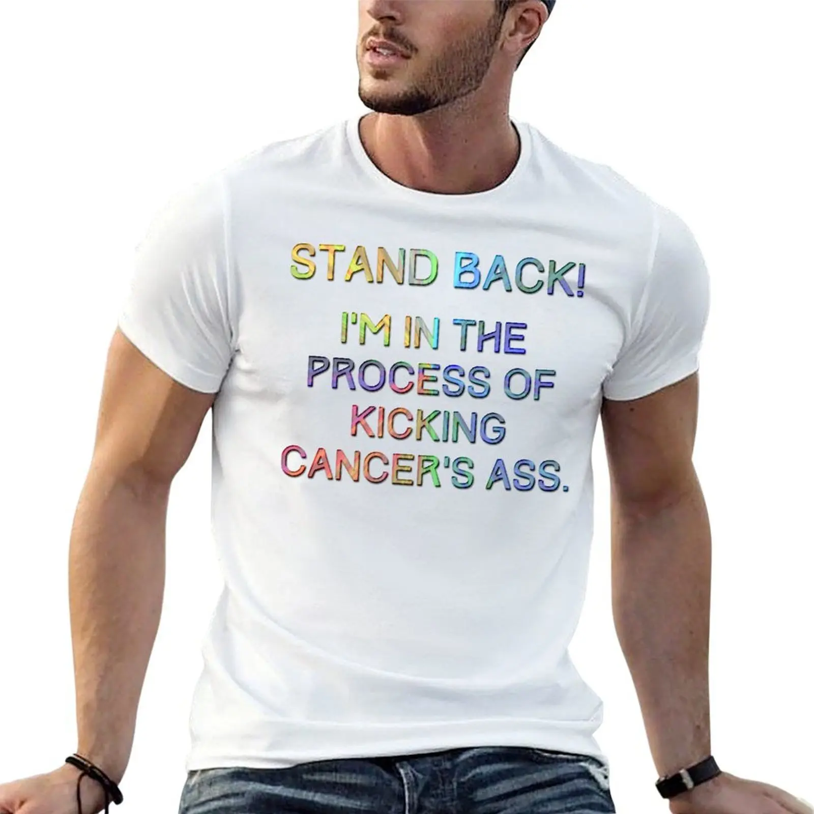 Kicking Cancers ass T-Shirt Short sleeve tee customs t shirt men