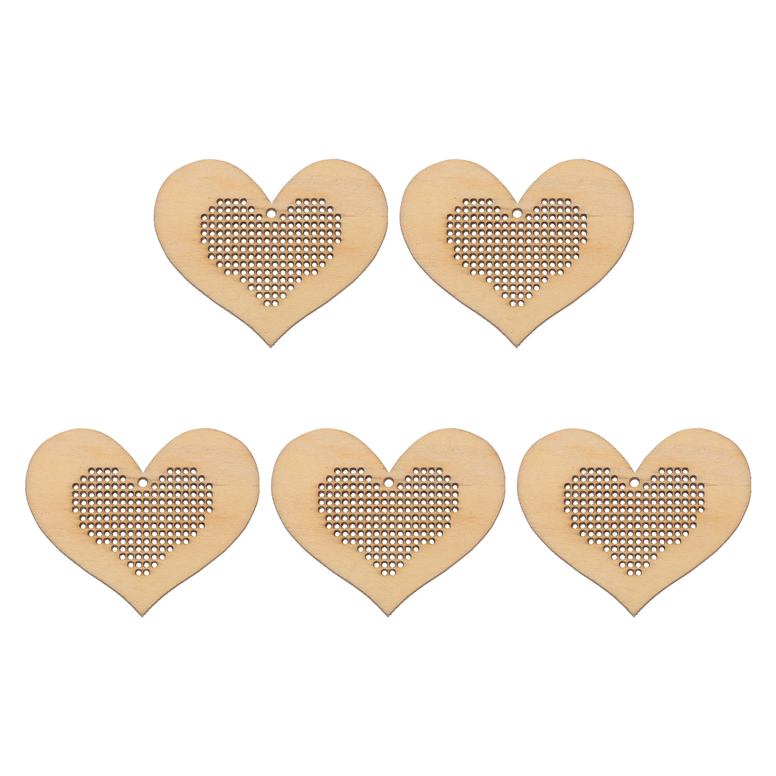 

5pcs Mini Cross Stitch Wood Chips DIY Gift Christmas Wooden Slices Bookmark Embroidery Kit Pendant Blank Hollow Hole Design
