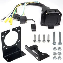 4 Way Pin to 7 Way RV Blade 4 Way Flat Female Trailer Towing Connector  Adapter Truck Wiring Light Harness Plug Socket