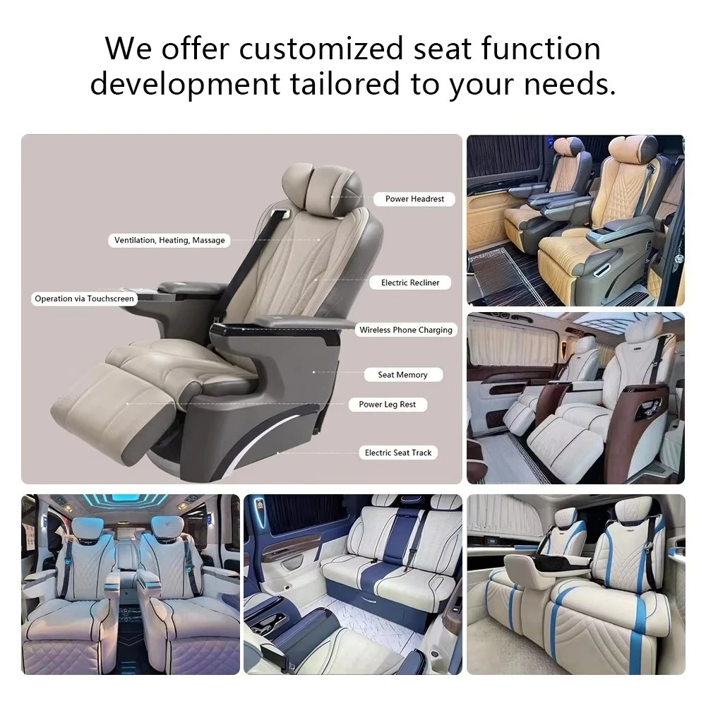 2025 For Hiace Van Alphard Luxury Electric VIP Car Seat Aero Massage Ventilation New Interior Modified PU Leather Cloth