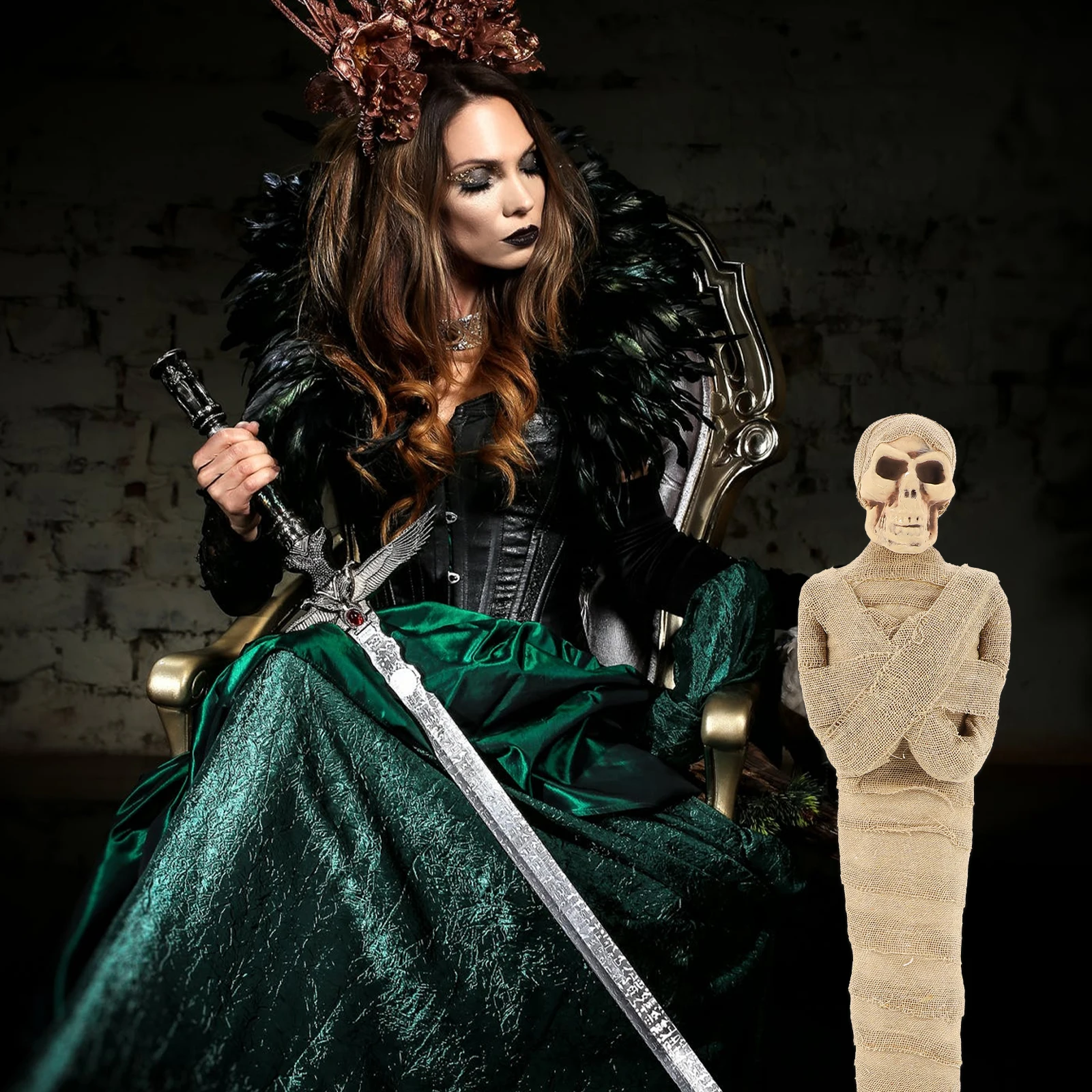 

Mummy Props Halloween Adornment Ornament Decorations Vintage Realistic Terrible Figure Easy Unique Stable Tools Free