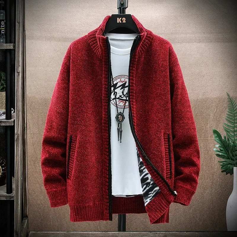 Men Turtleneck SweaterCoat 2024 Autumn Winter Wool Thick Warm Sweater Jackets Zipper Solid Casual Knitted Cardigan mens clothes
