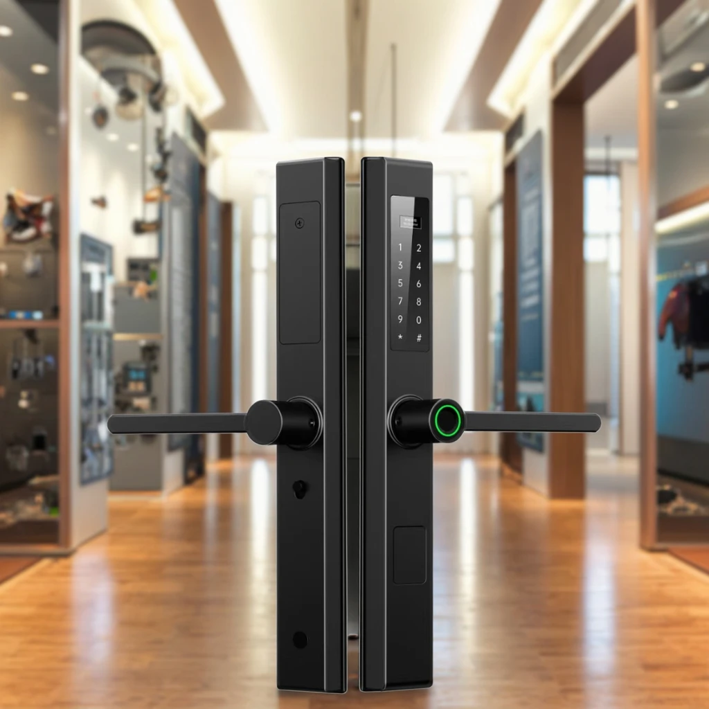 

Smart digital smart password key unlock finger door lock door handle aluminum alloy door lock with camera