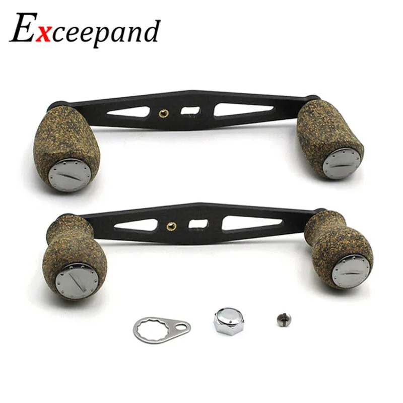 Exceepand 103mm Powerful Carbon Fiber Baitcasting Drum Reel Handle Rubber Cork Knobs for Abu Garcia Daiwa Hole Size 8*5mm