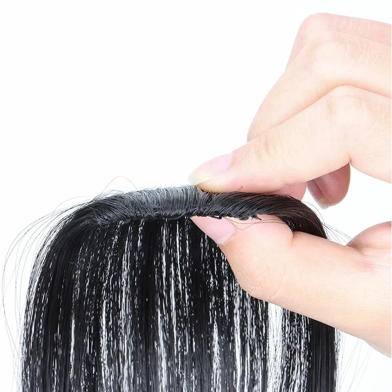 1Pc Synthetic Invisible Air Bangs Hairpiece, Natural Dark Brown Clip-in Bangs for Women view 4