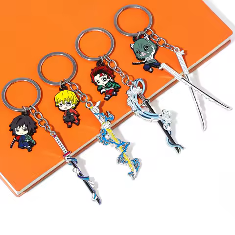 Anime Demon Slayer Sword Keychain Kimetsu no Yaiba Tomioka Giyuu Kochou Shinobu Weapon Cosplay Keyring Bag Pendant Gift