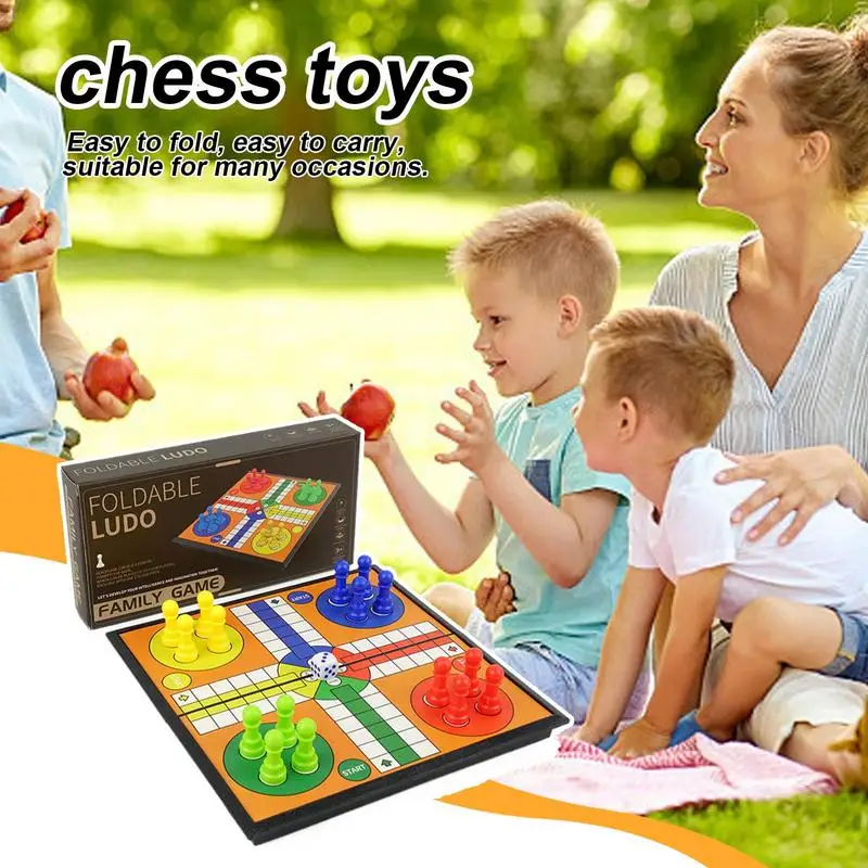 Chess Board Set Portable Foldable Stable Chess Game Set Educational Multifunctional Board Games Non Magnetic Chess Toys For Boys