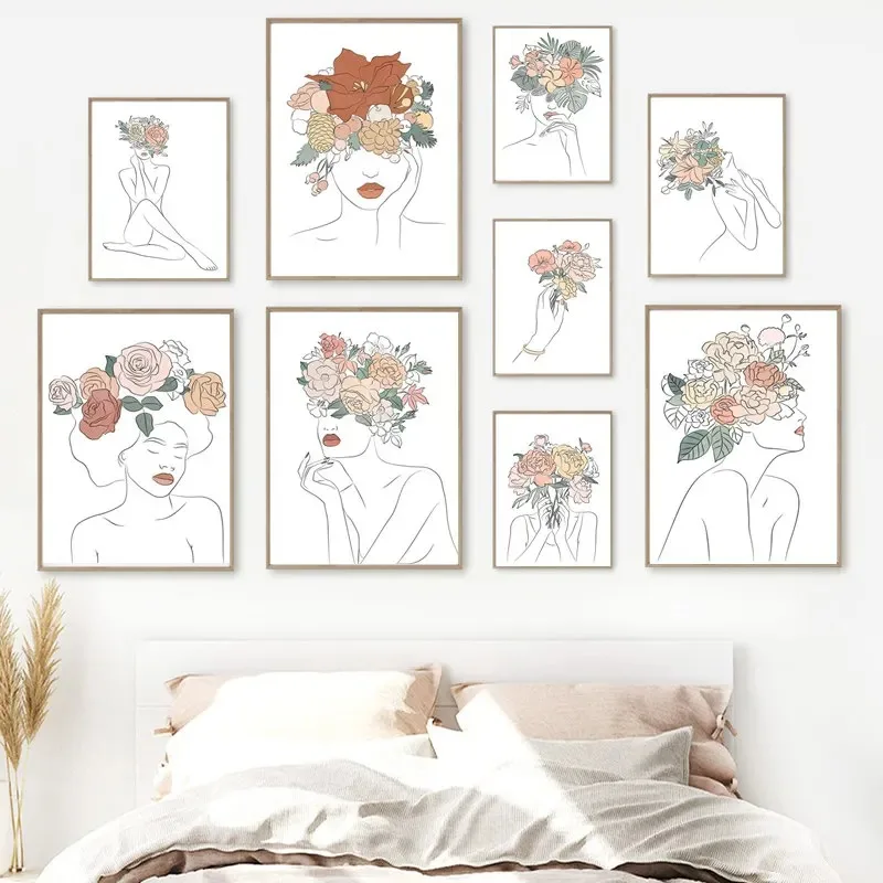 Nordic Prints Figure Line Drawing Poster Girl Woman Body Wall Art Canvas Painting Aesthetic Room Decor Posters Home Decoration