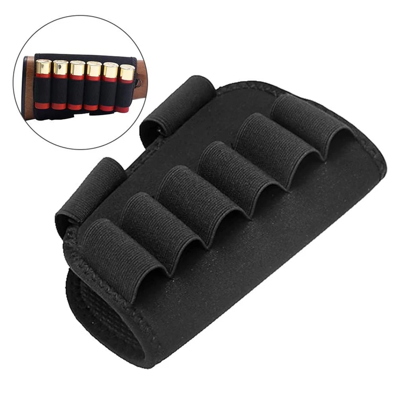 Thickening Prevent Slipping Elastic Buttstock 12 Gauge Ammo Case Pouch Holder Hunting Bags Holsters Gun Accessories Nylon Molle