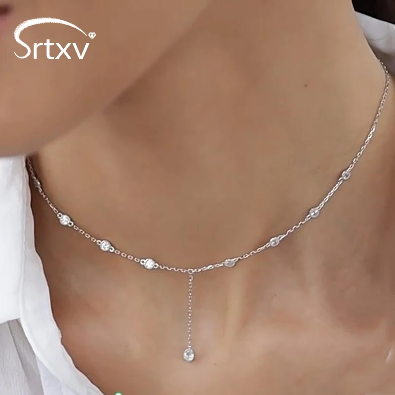 

Модная цепочка из стерлингового серебра S925, кулон с цирконием, ожерелья для женщин и девочек, колье, свадебная вечеринка, ожерелье на ключицы, ювелирные изделия, подарки