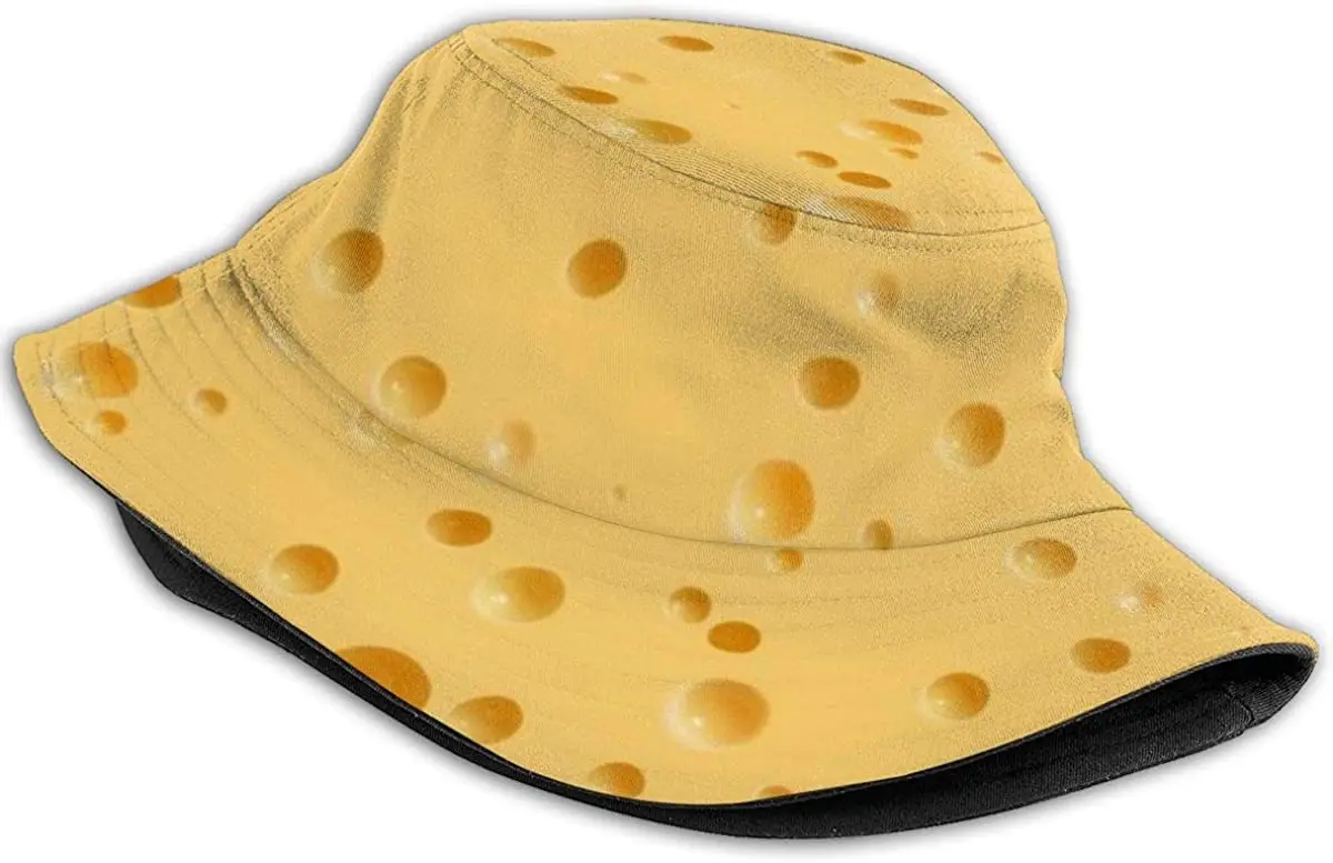 Bucket Hat Funny Food Cheese Pattern Unisex Packable Summer Travel Bucket Boonie Sun Hat Outdoor Fisherman Cap