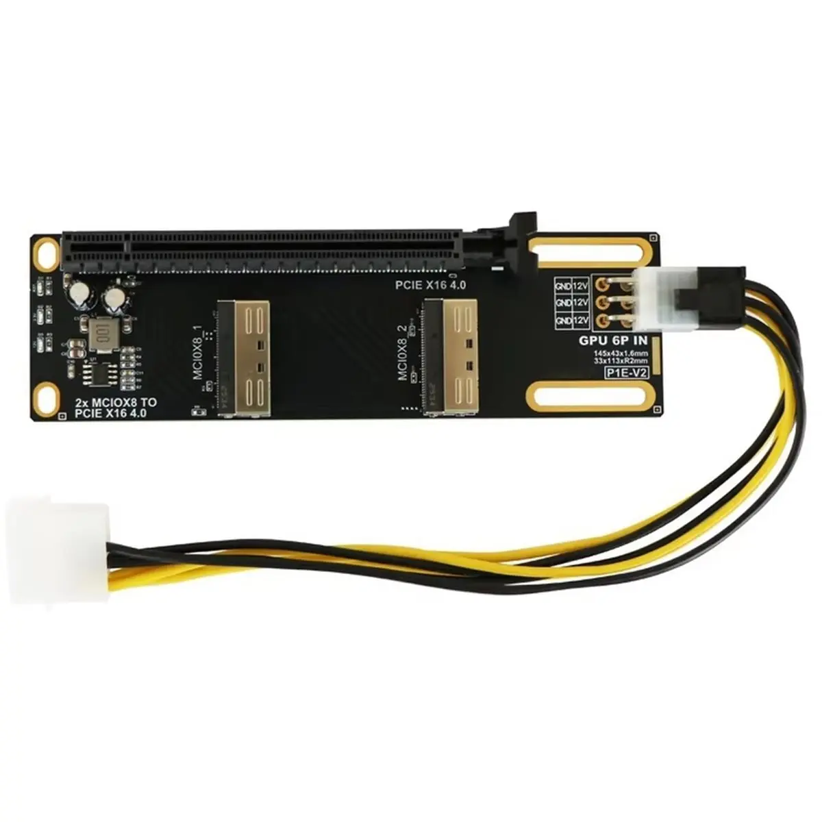 MCIO X8 to PCIe X16 4.0 Expansion Card MCIO X8 to PCIe X16 Adapter Card for GPU AI Training VFX Render Workstation
