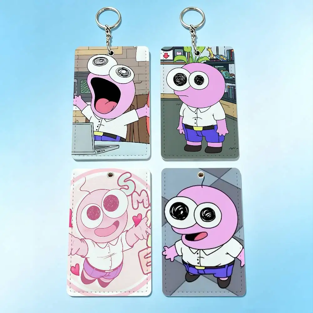 

S-Smiling Friends Pim Cute Card Holder Keychain Badge Holder Card Pass Hang Rope Lariat Lanyard for Key Rings Accessories Gift