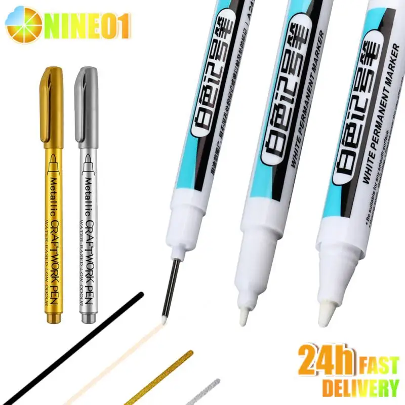 1 adet işaretleyici kalem Graffiti beyaz yağlı su geçirmez kalıcı uzun kafa kalem ahşap tebeşir DIY keçe İpucu Marker için renk aracı