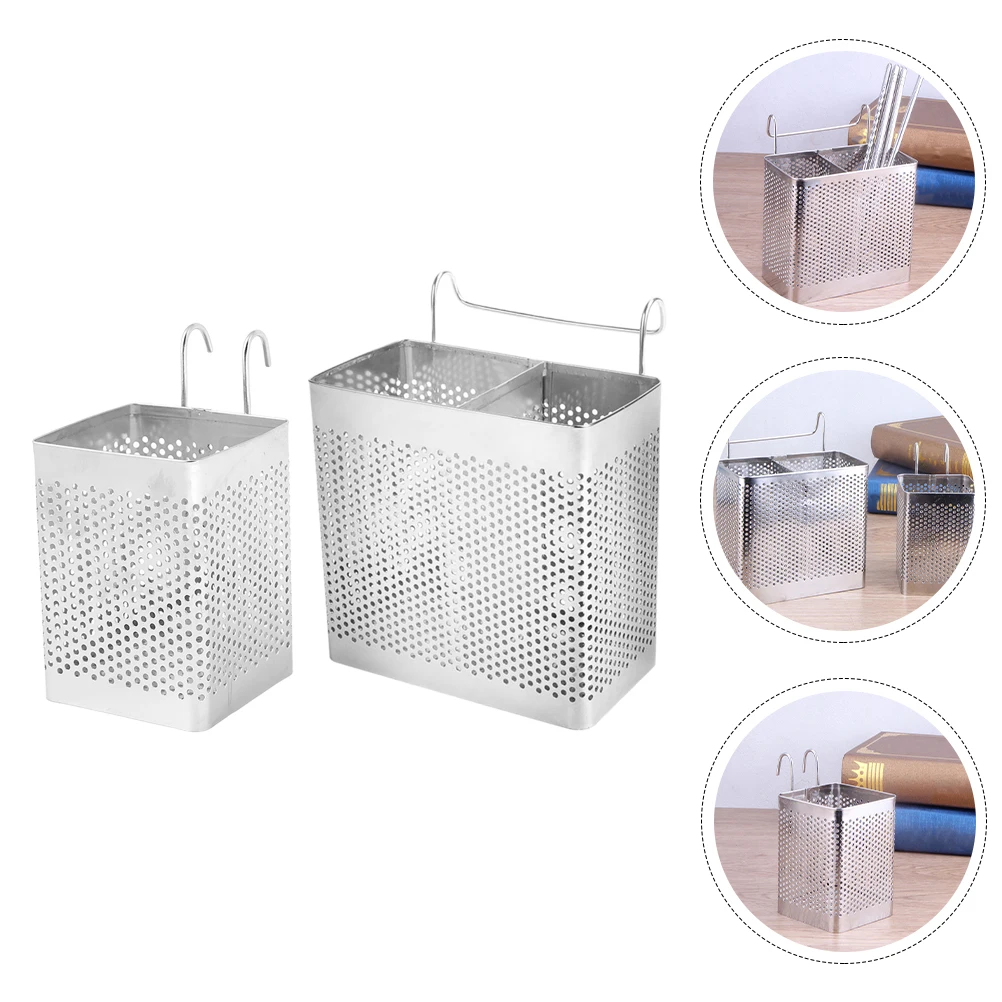 

2 pcs Chopstick Holder Stainless Steel Utensil Cutlery Organizer Kitchen Rack Storage Basket for Sink Tableware Rack
